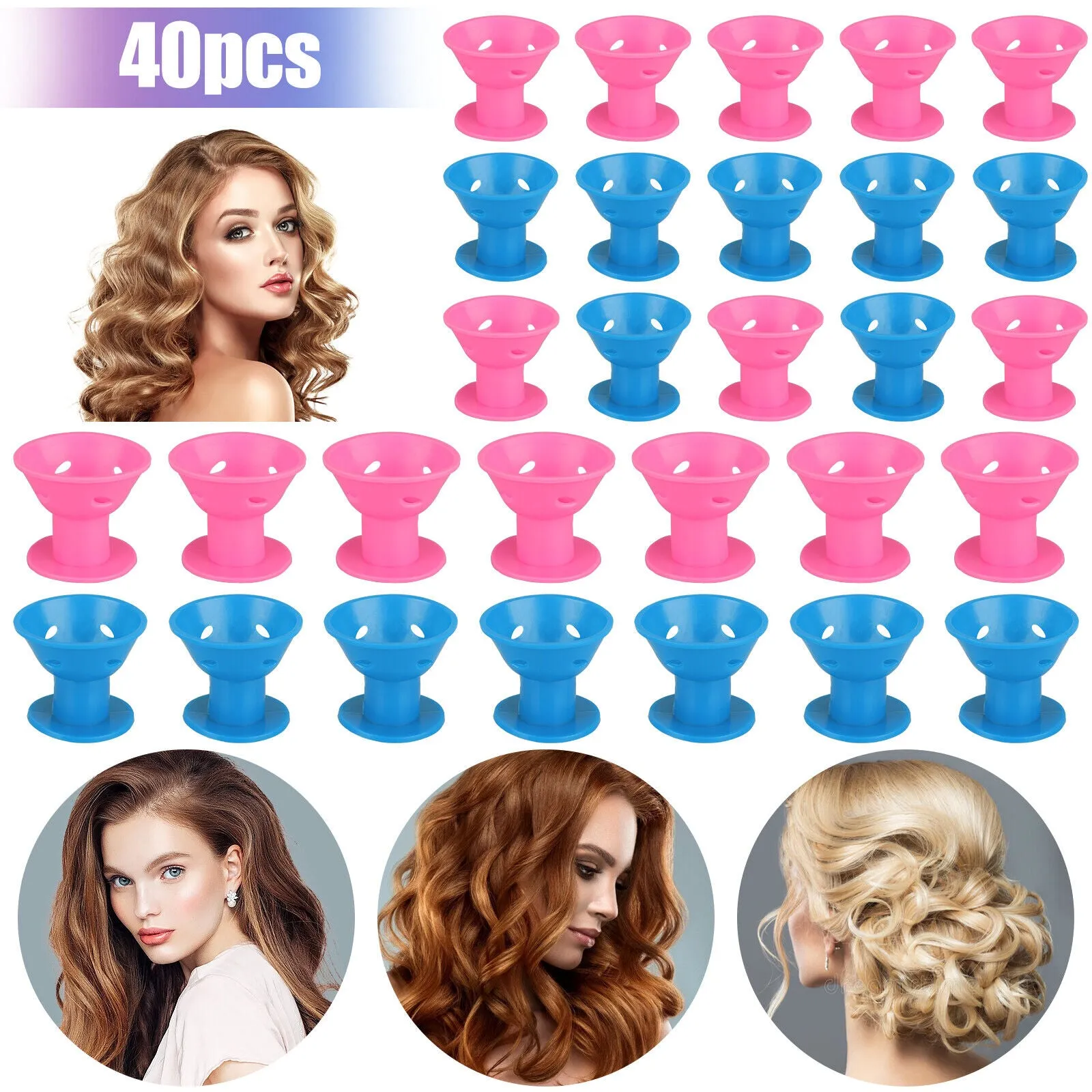 10Pcs Silicone Hair Curlers Heatless Magic Hair Rollers No Clip Curling Tool L S Random Color