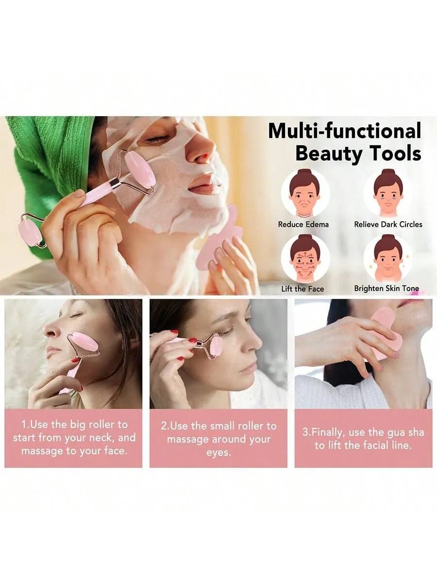 1/2PcsFacial Massage Tool Pink Massage Tool Suitable For Facial Massage Women Facial Massage Tool Portable And Compact Massage Tool Women Beauty Roller