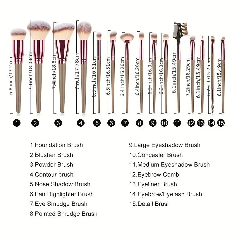 15-Pieces Set: Professional Makeup Brush