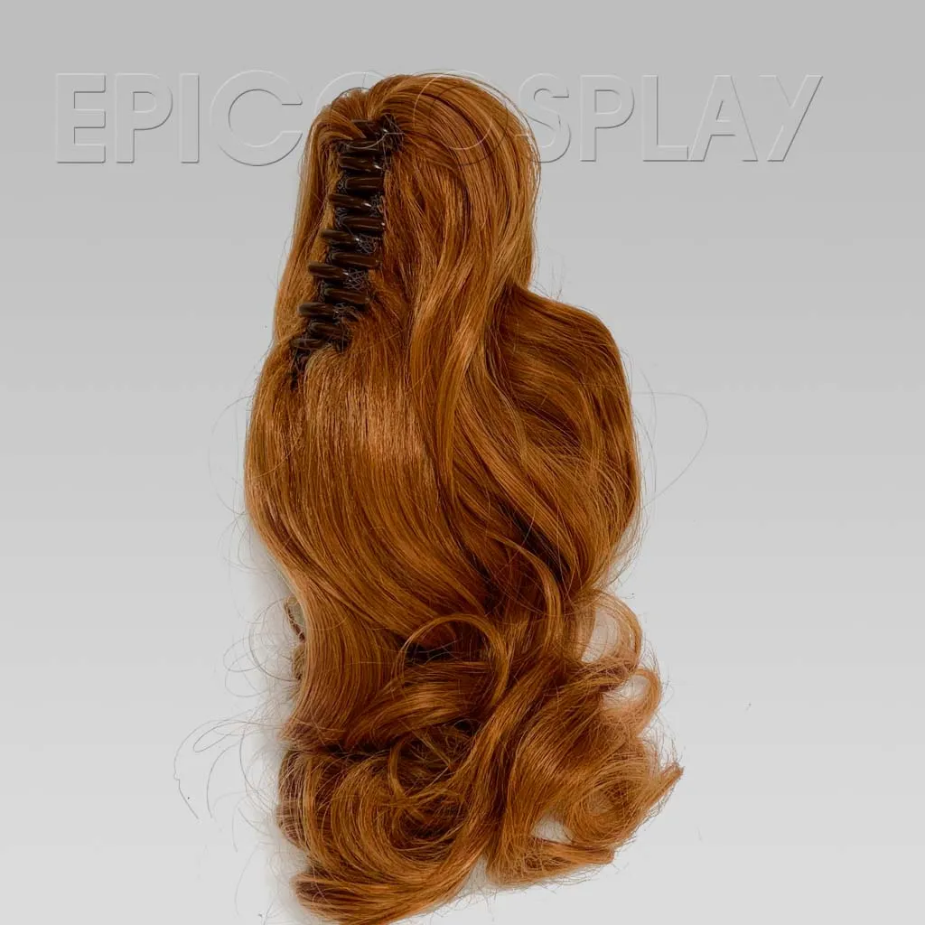 20" Autumn Orange Mix Wavy Curly Ponytail Clipon