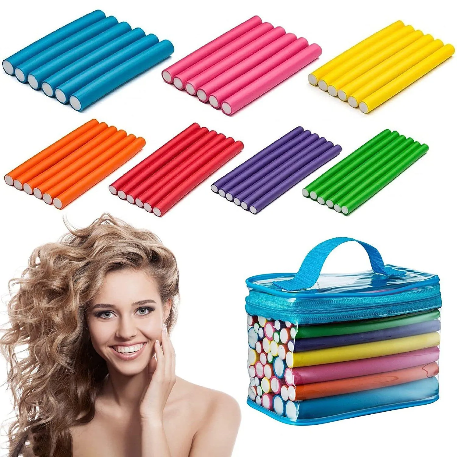 42-Pack: Tifara 7" Flexible Hair Rollers