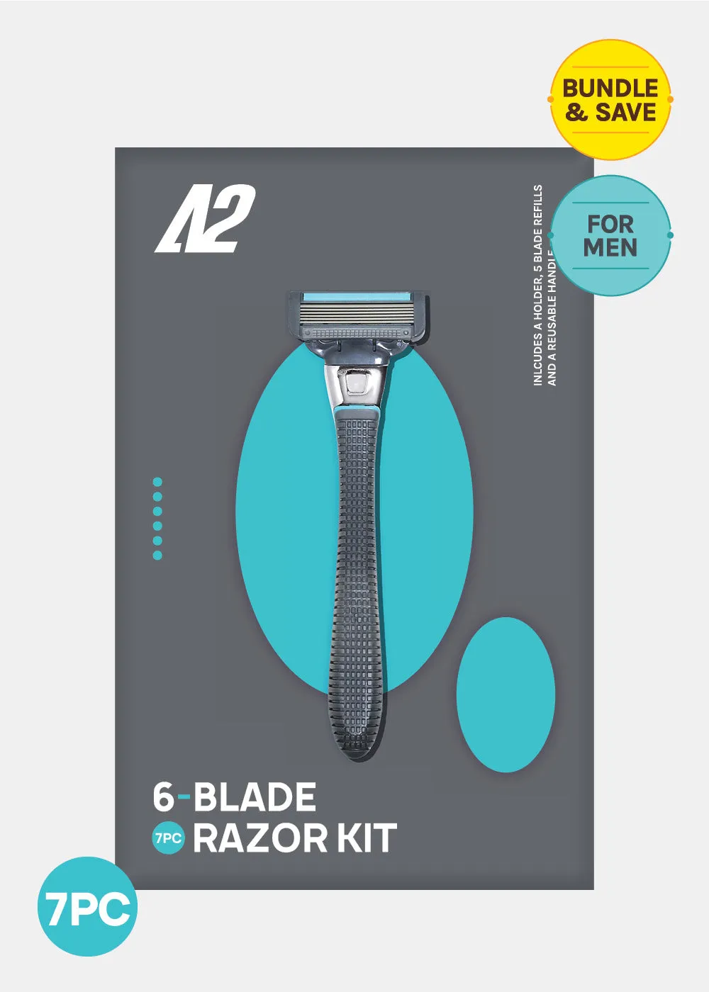 A2 Men's 6-Blade Razor Starter Kit