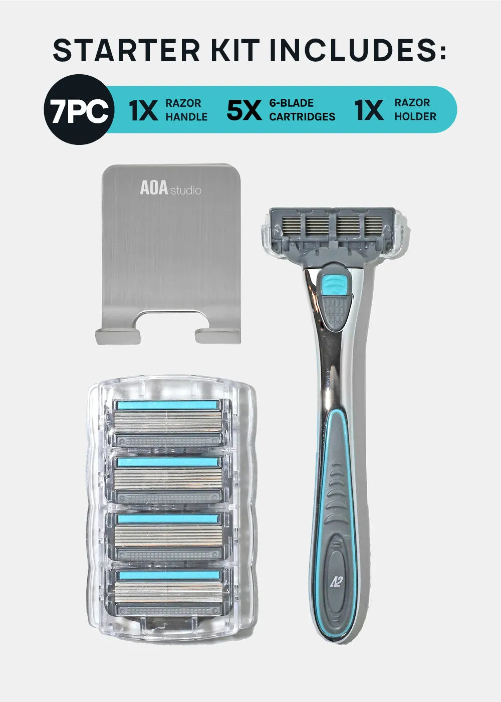 A2 Men's 6-Blade Razor Starter Kit