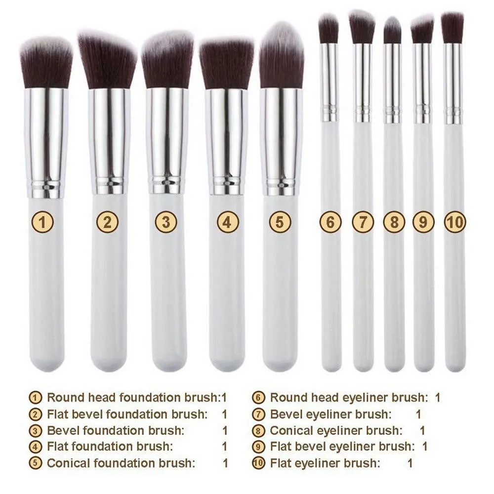 BIG SALE on 10 Piece Pro Makeup Brush Set (White)