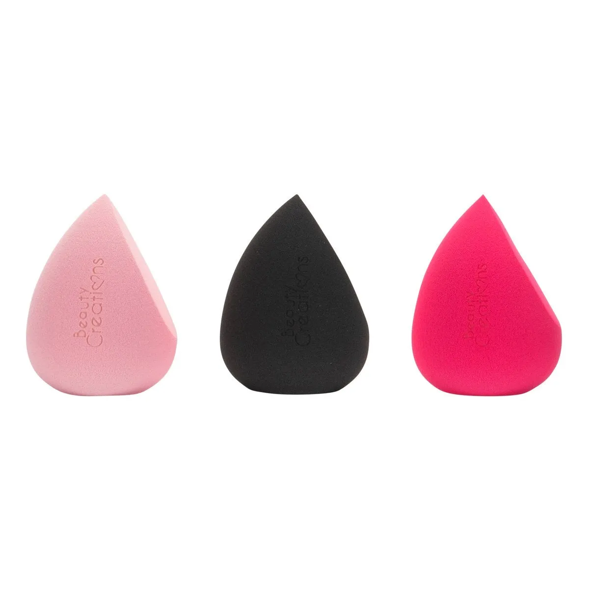 Face- Beauty Creations Blending Sponge Light Pink, Black, Hot Pink (24PC BULK-$1.50 EACH)