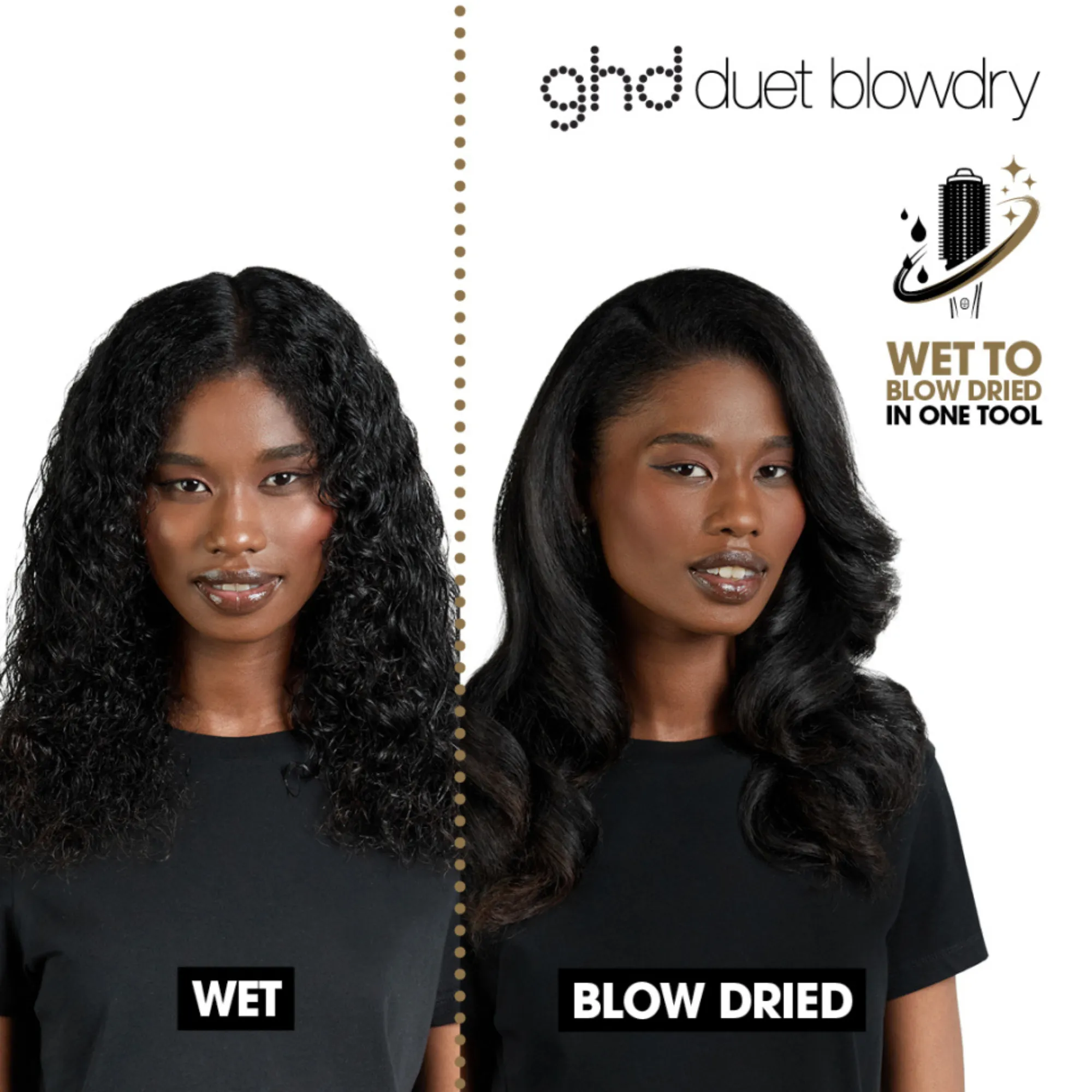 ghd Duet Blowdry Hair Dryer Brush - Black