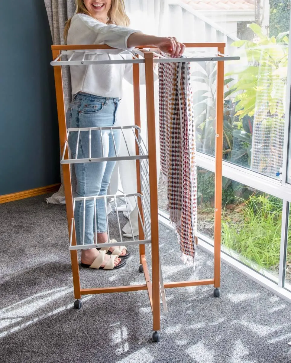 Karisma 3 Tier Tower Clothes Airer Cherry Wood