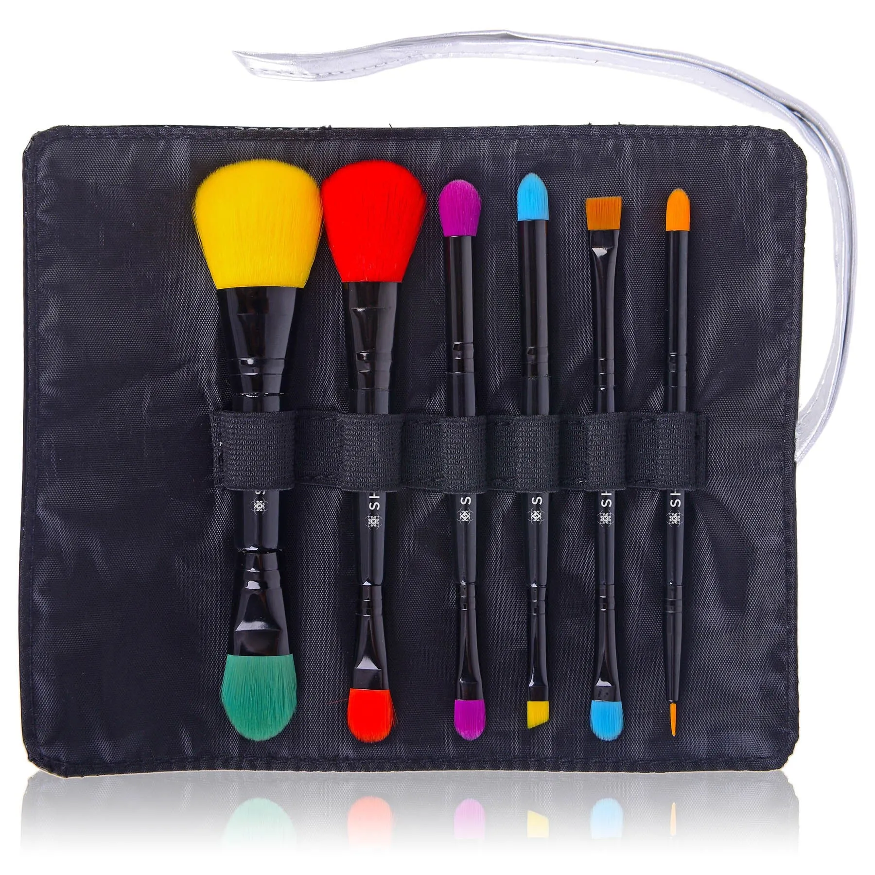 LUNA - 6 PC Double Sided Travel  Makeup Brush Set with Pouch