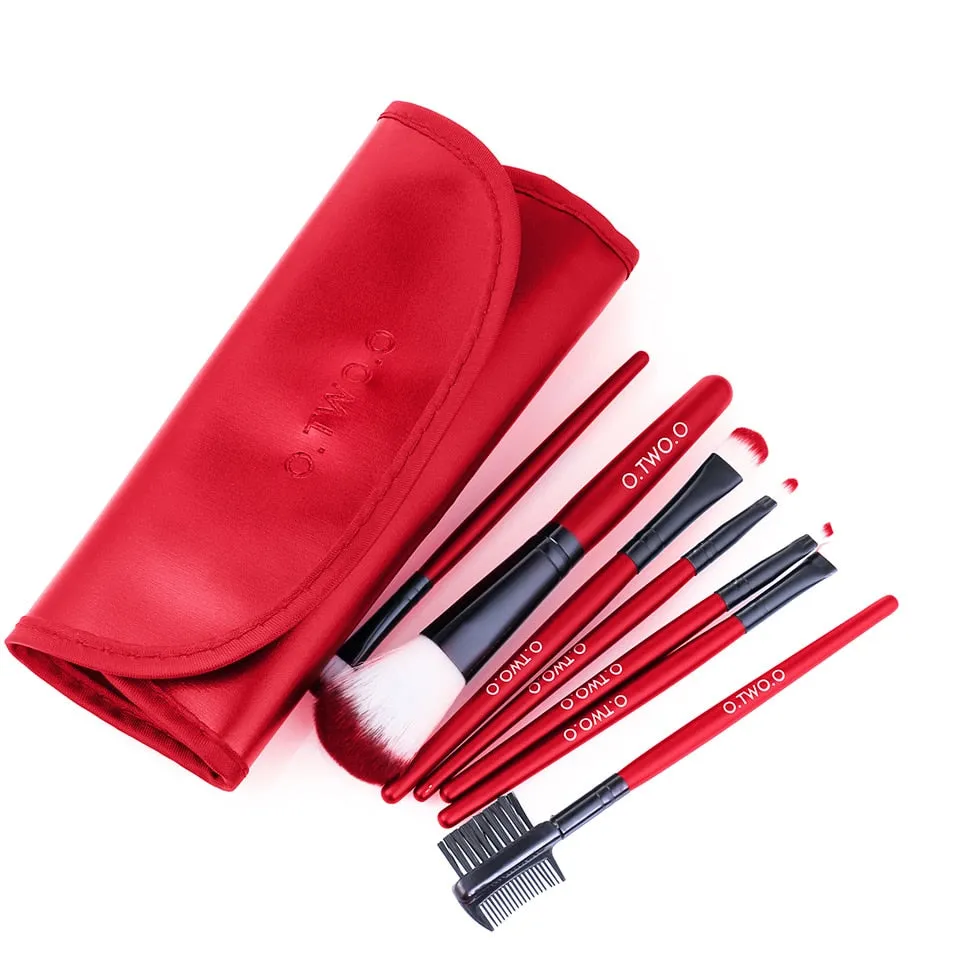 Makeup Brushes Set 7pcs/lot Soft Synthetic Hair Blush Eyeshadow Lips Make Up Brush With Leather Case