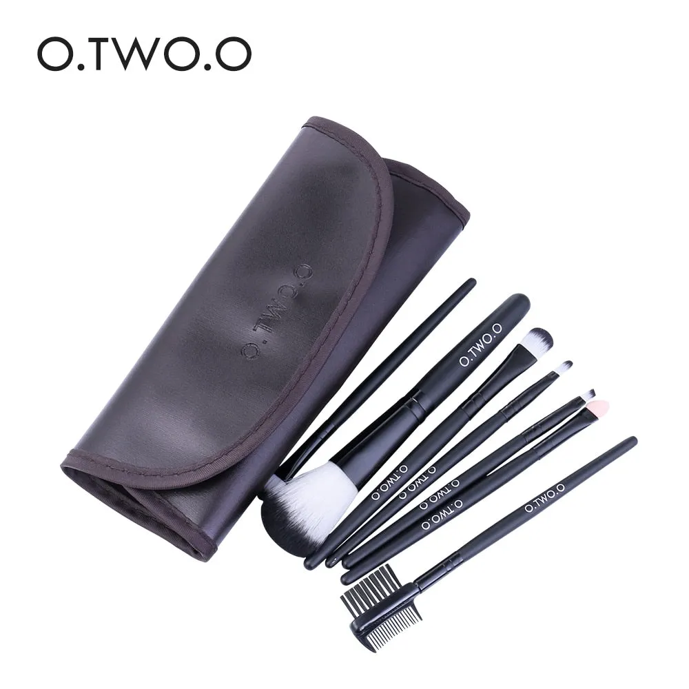 Makeup Brushes Set 7pcs/lot Soft Synthetic Hair Blush Eyeshadow Lips Make Up Brush With Leather Case