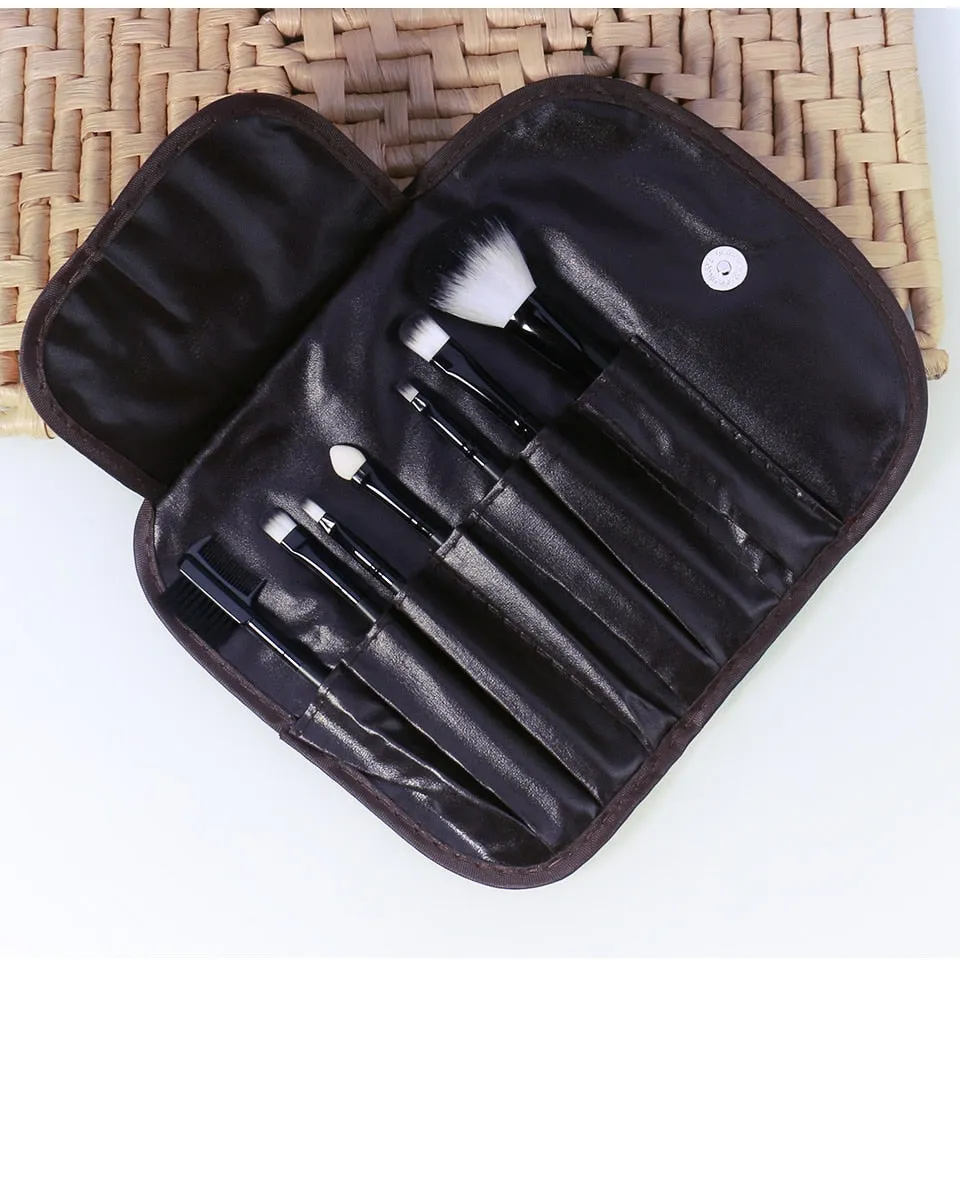 Makeup Brushes Set 7pcs/lot Soft Synthetic Hair Blush Eyeshadow Lips Make Up Brush With Leather Case