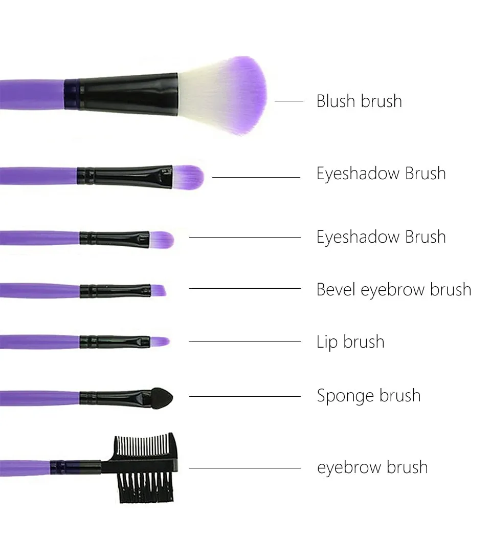 Makeup Brushes Set 7pcs/lot Soft Synthetic Hair Blush Eyeshadow Lips Make Up Brush With Leather Case