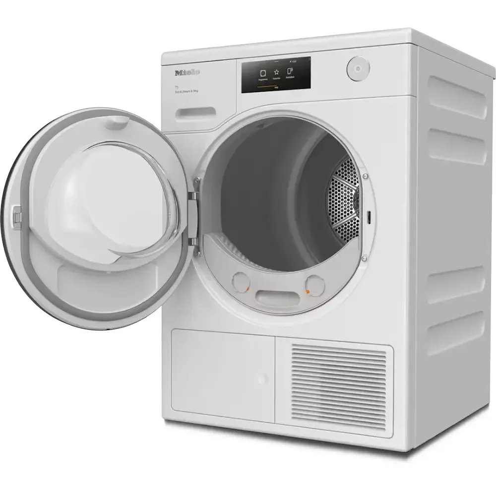 Miele TCR780WP T1 9Kg Heat Pump Dryer, Miele@home, SteamFinish & EcoDry, 59.6cm Wide - Lotus White